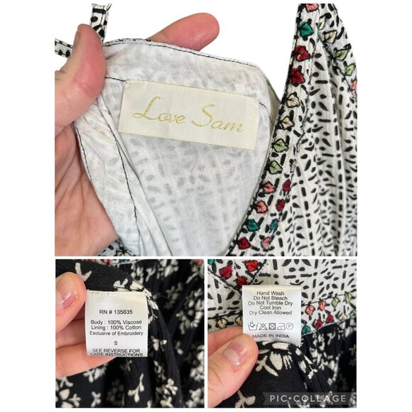 Love Sam Anthropologie Boho Floral Mixed Print Maxi Dress Small Empire Waist - Picture 7 of 11